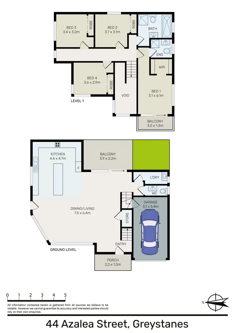Floorplan of Homely semi-detached listing, 44 Azalea Street, Greystanes NSW 2145