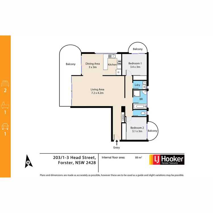 Floorplan of Homely unit listing, 203/1-3 Head Street, Forster NSW 2428