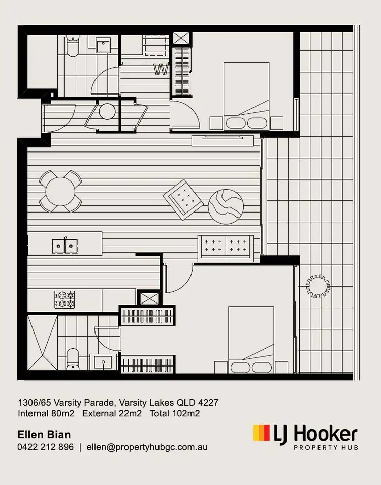 Floorplan of Homely apartment listing, 1306/65 Varsity Parade, Varsity Lakes QLD 4227