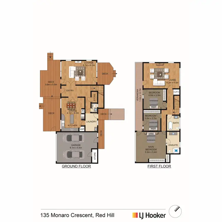 Floorplan of Homely semi-detached listing, 135 Monaro Crescent, Red Hill ACT 2603