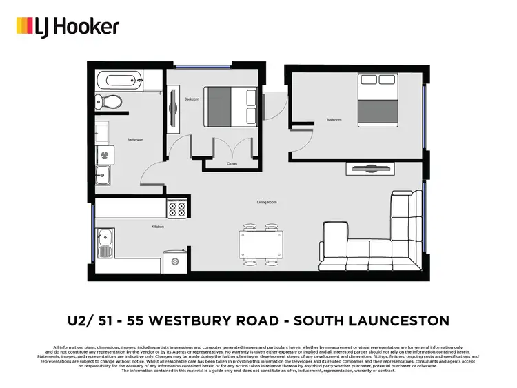 Floorplan of Homely unit listing, Unit 2/51-55 Westbury Road, South Launceston TAS 7249