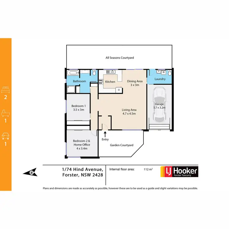Floorplan of Homely villa listing, 1/74 Hind Avenue, Forster NSW 2428