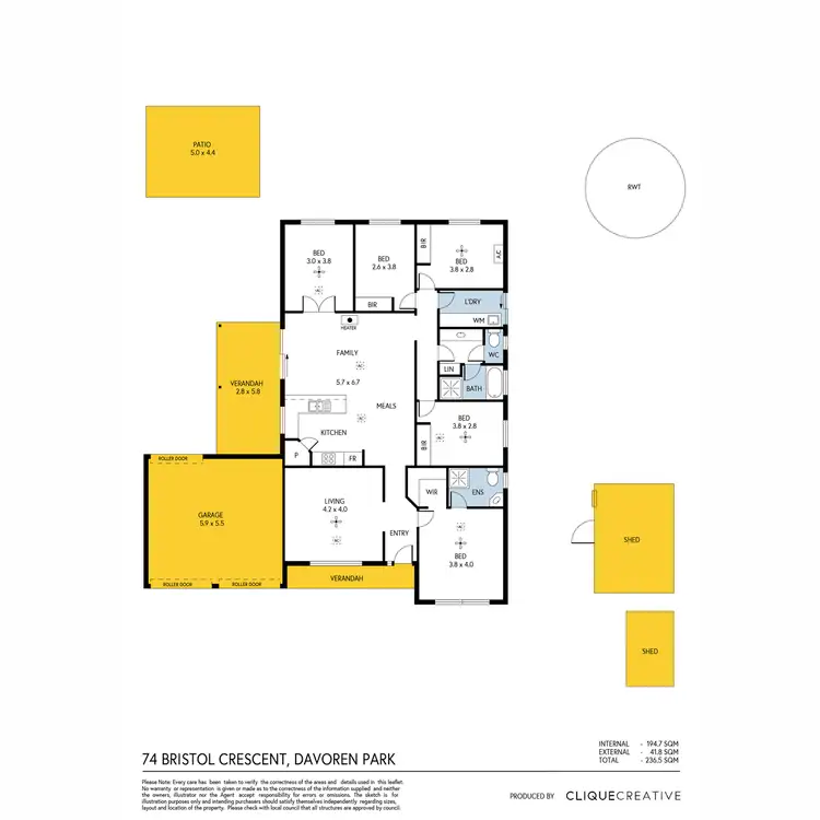 Floorplan of Homely house listing, 74 Bristol Crescent, Davoren Park SA 5113