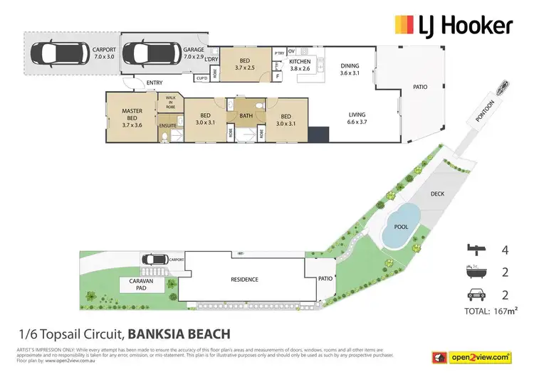 Floorplan of Homely semi-detached listing, 1/6 Topsail Circuit, Banksia Beach QLD 4507