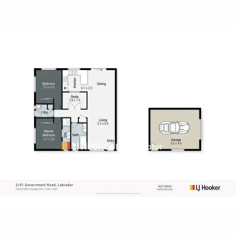 Floorplan of Homely semi-detached listing, 2/51 Government Road, Labrador QLD 4215