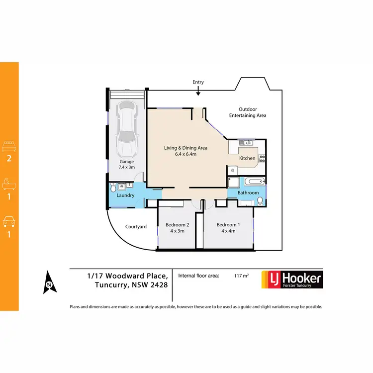 Floorplan of Homely villa listing, 1/17 Woodward Place, Tuncurry NSW 2428