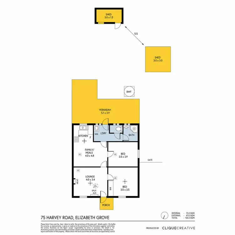 Floorplan of Homely house listing, 75 Harvey Road, Elizabeth Grove SA 5112