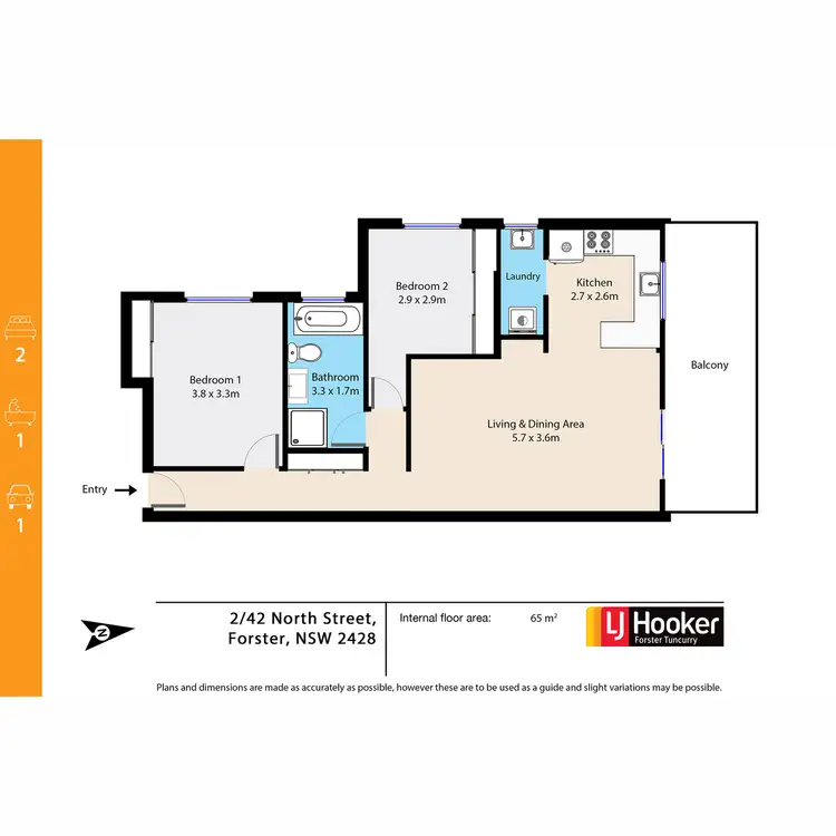 Floorplan of Homely unit listing, 2/42 North Street, Forster NSW 2428