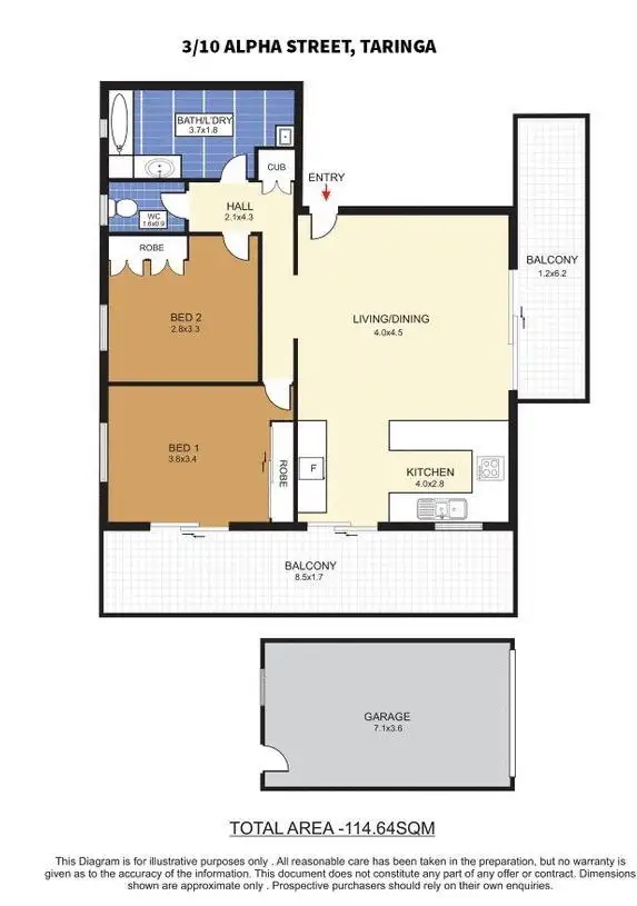 Floorplan of Homely unit listing, 3/10 Alpha Street, Taringa QLD 4068
