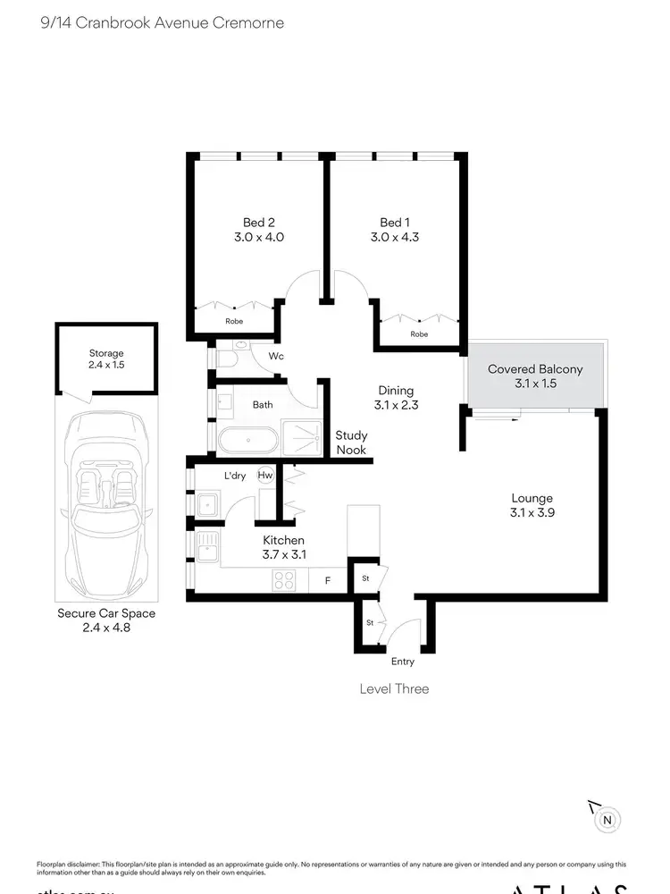 Floorplan of Homely apartment listing, 9/14 Cranbrook Avenue, Cremorne NSW 2090