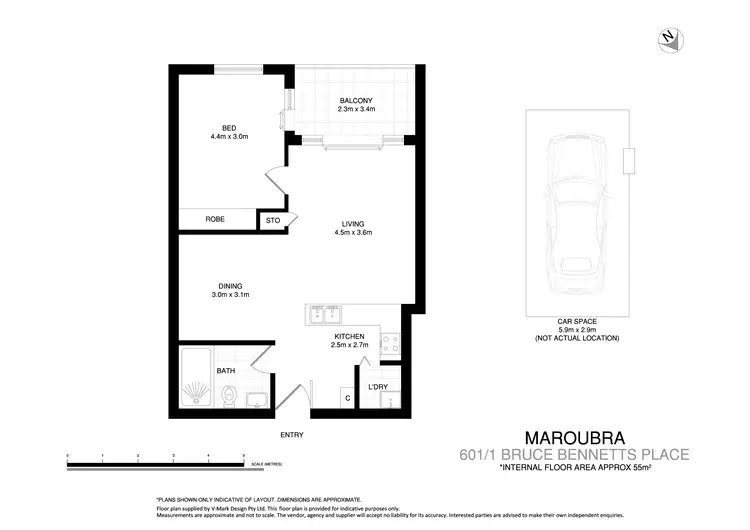 Floorplan of Homely apartment listing, 601/1 Bruce Bennetts Place, Maroubra NSW 2035