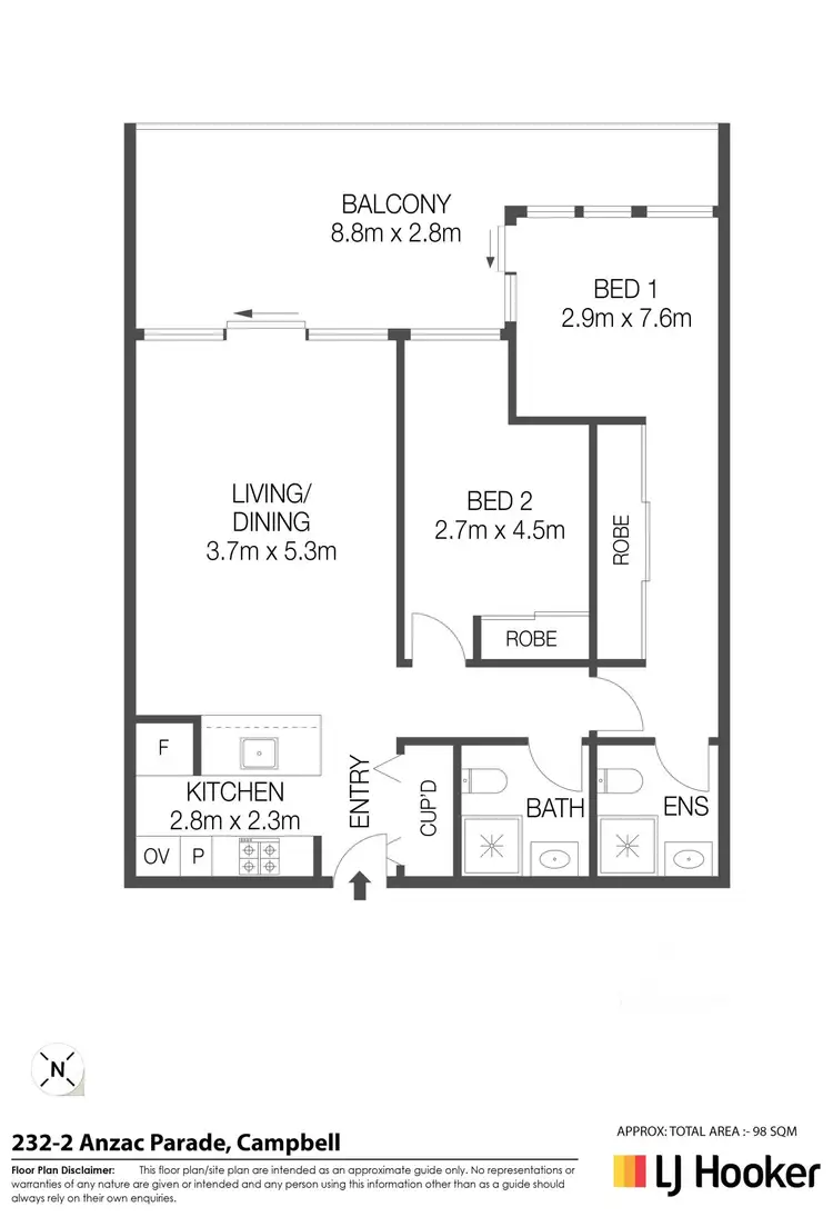Floorplan of Homely apartment listing, 232/2 Anzac Park, Campbell ACT 2612