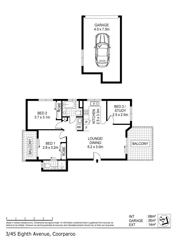 Floorplan of Homely unit listing, 3/45 Eighth Avenue, Coorparoo QLD 4151