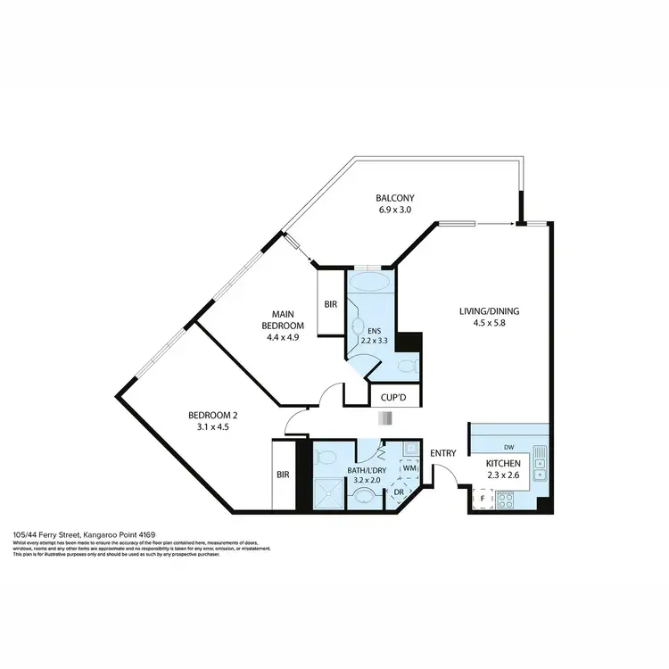 Floorplan of Homely apartment listing, 105/44 Ferry Street, Kangaroo Point QLD 4169