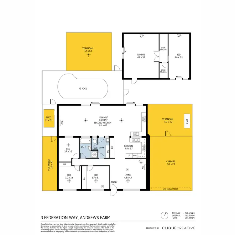 Floorplan of Homely house listing, 3 Federation Way, Andrews Farm SA 5114