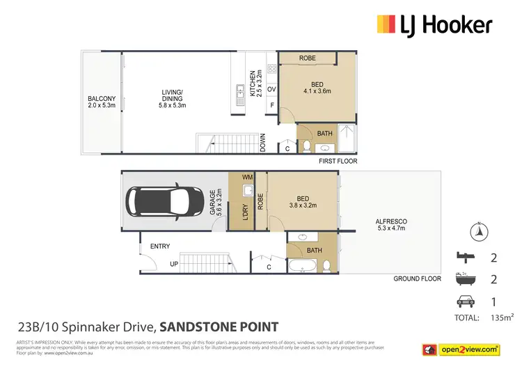 Floorplan of Homely semi-detached listing, 23B/10 Spinnaker Drive, Sandstone Point QLD 4511