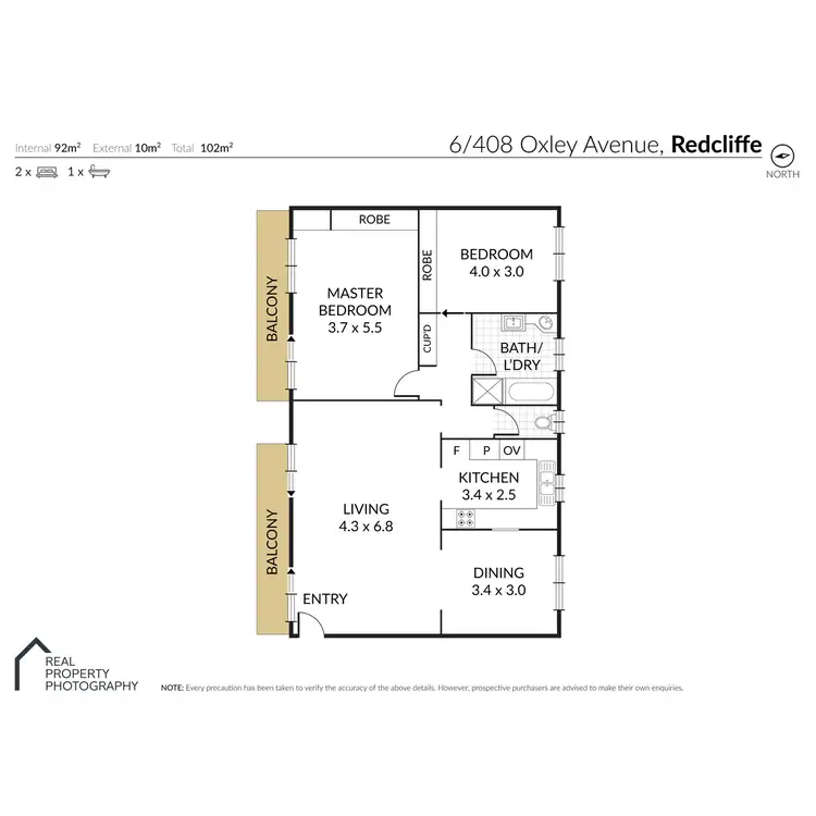 Floorplan of Homely unit listing, 6/408 Oxley Avenue, Redcliffe QLD 4020