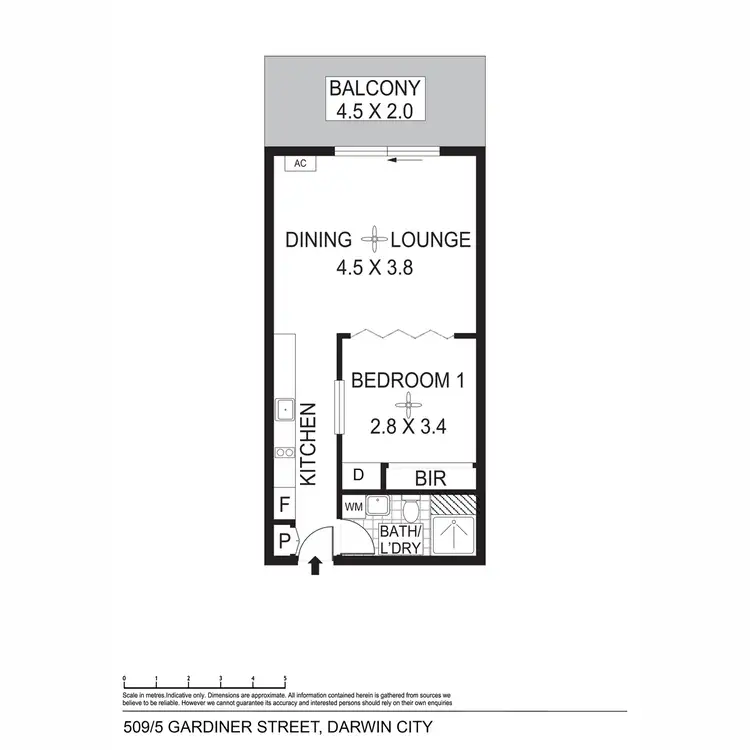 Floorplan of Homely apartment listing, 509/5 Gardiner Street, Darwin City NT 800