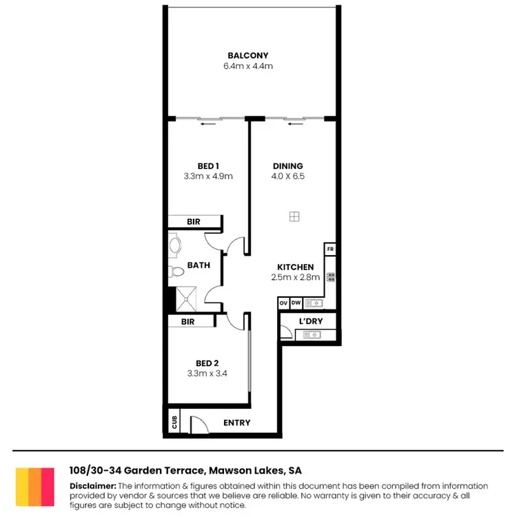 Floorplan of Homely apartment listing, 108/30-34 Garden Terrace, Mawson Lakes SA 5095