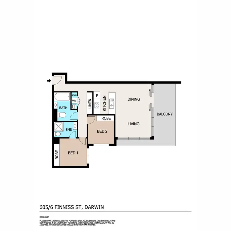 Floorplan of Homely unit listing, 605/6 Finniss Street, Darwin City NT 800
