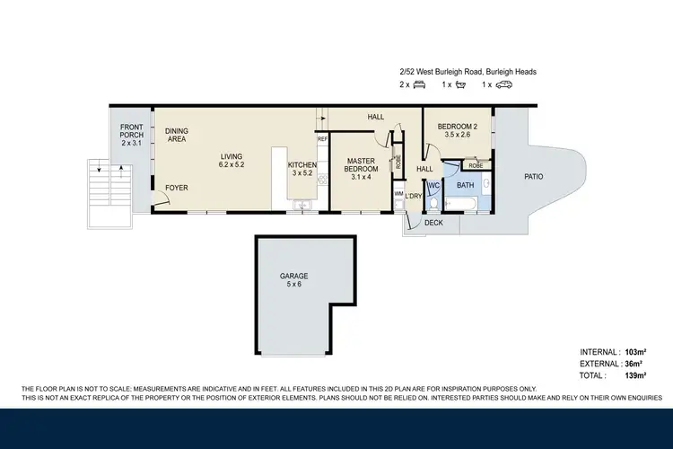 Floorplan of Homely semi-detached listing, 2/52 West Burleigh Road, Burleigh Heads QLD 4220