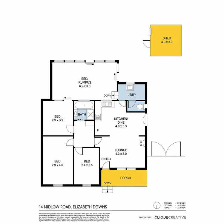 Floorplan of Homely house listing, 14 Midlow Road, Elizabeth Downs SA 5113