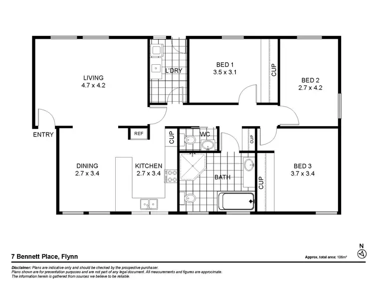 Floorplan of Homely house listing, 7 Bennett Place, Flynn ACT 2615