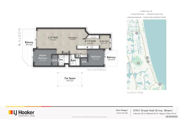 Floorplan of Homely apartment listing, E19/1 Great Hall Drive, Miami QLD 4220