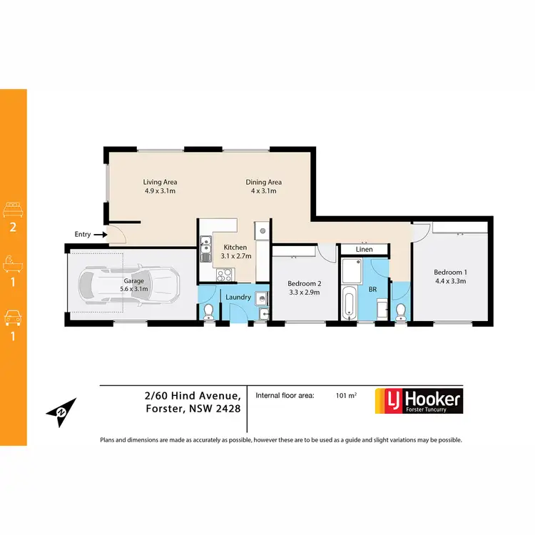 Floorplan of Homely villa listing, 2/60 Hind Avenue, Forster NSW 2428