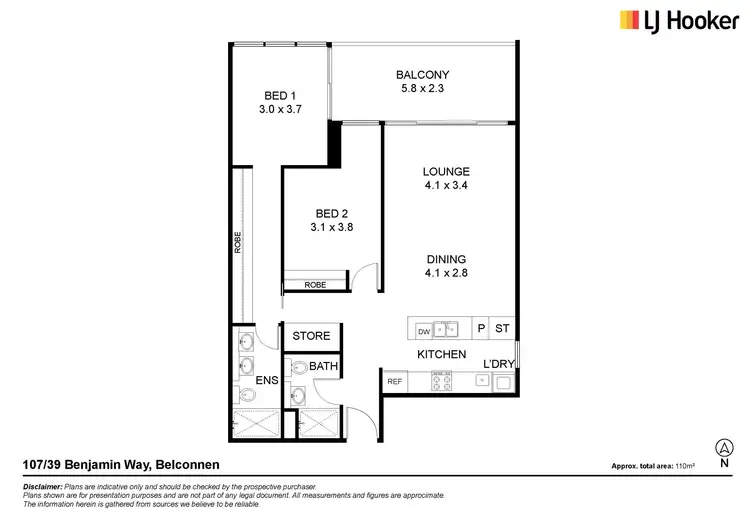 Floorplan of Homely apartment listing, 107/39 Benjamin Way, Belconnen ACT 2617