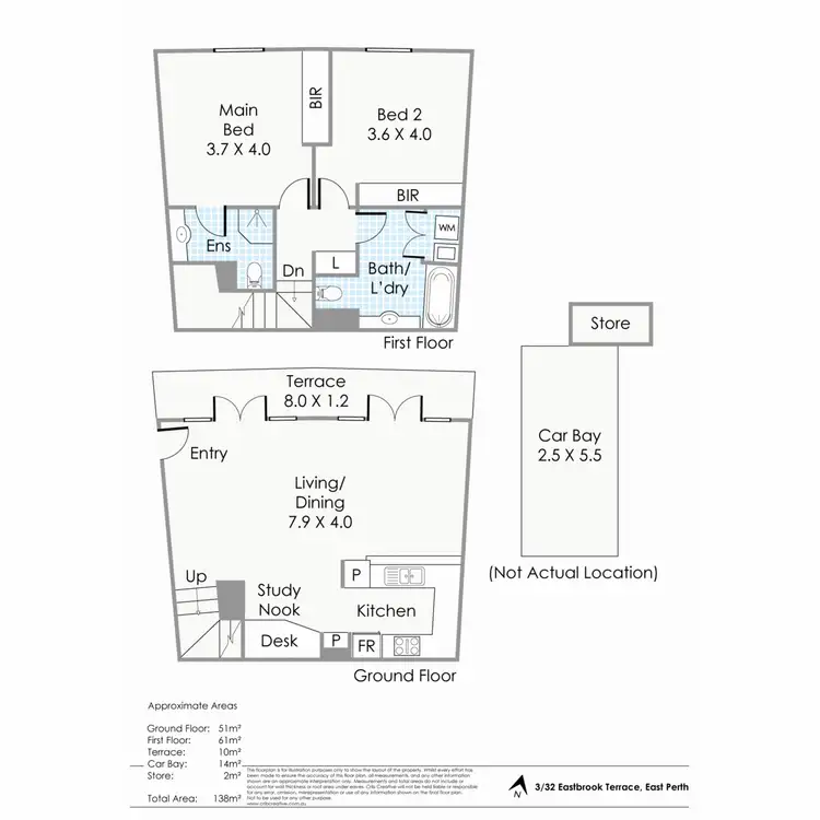 Floorplan of Homely apartment listing, 3/32 Eastbrook Terrace, East Perth WA 6004
