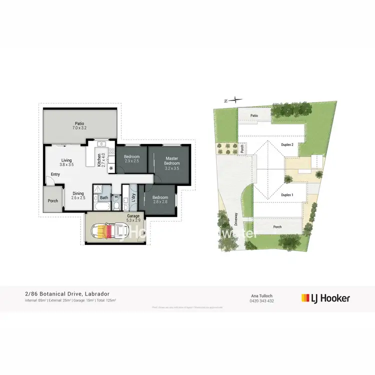 Floorplan of Homely semi-detached listing, 2/86 Botanical Drive, Labrador QLD 4215