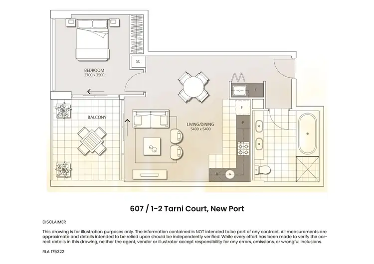 Floorplan of Homely unit listing, 607/1-2 Tarni Court, New Port SA 5015
