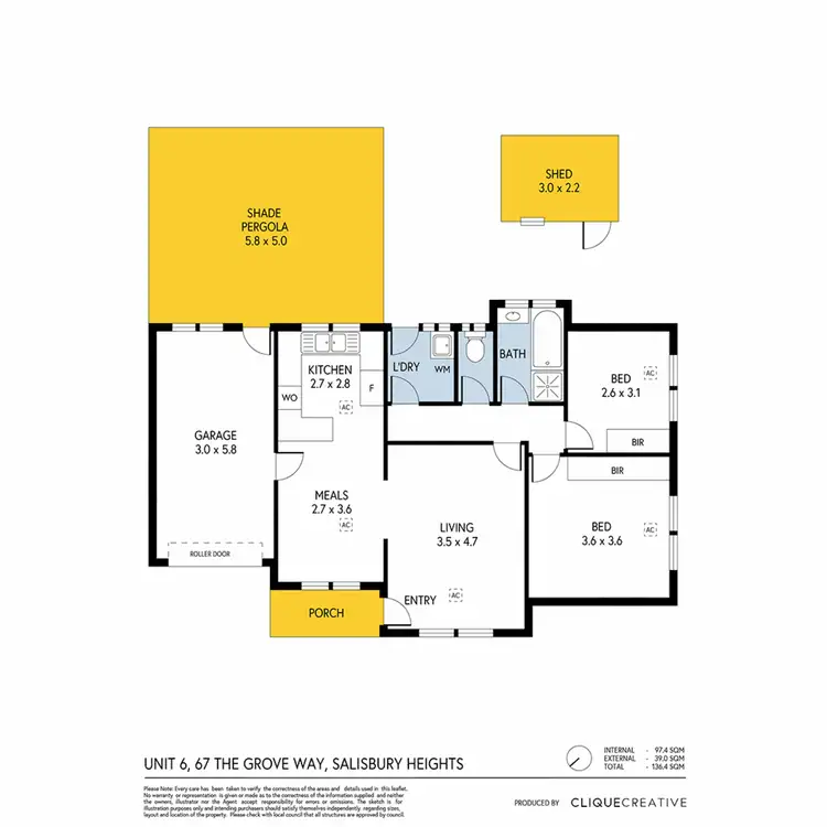 Floorplan of Homely unit listing, 6/67 The Grove Way, Salisbury Heights SA 5109
