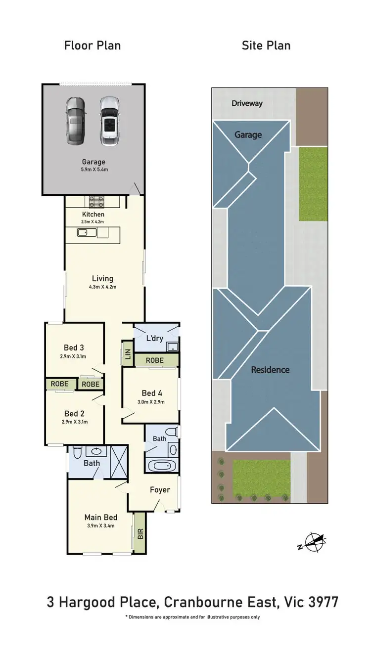 Floorplan of Homely house listing, 3 Hargood Place, Cranbourne East VIC 3977