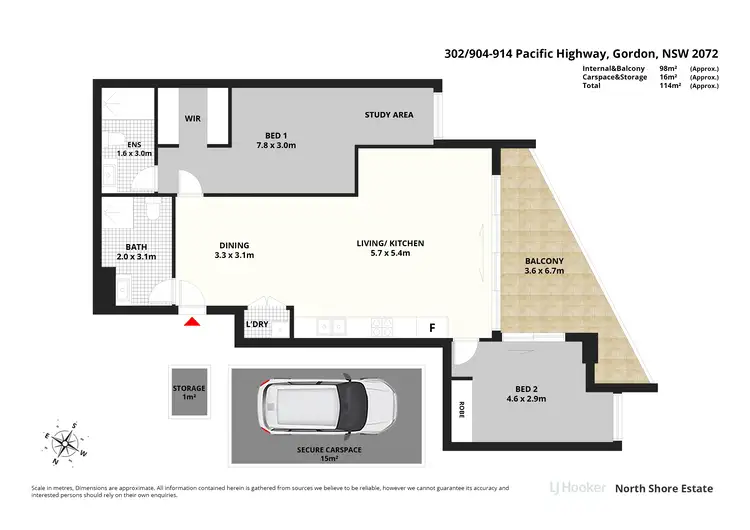 Floorplan of Homely apartment listing, 302/904 Pacific Highway, Gordon NSW 2072