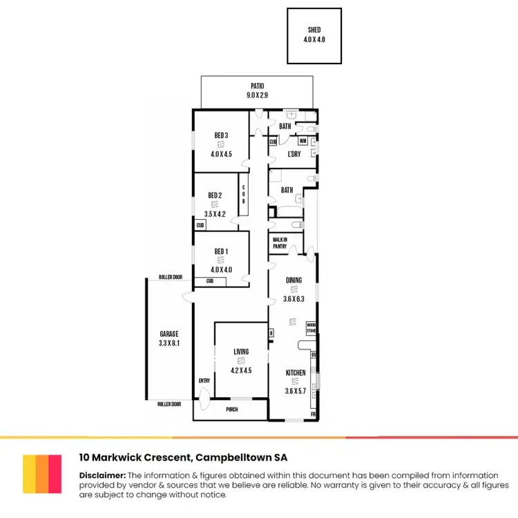 Floorplan of Homely house listing, 10 Markwick Crescent, Campbelltown SA 5074