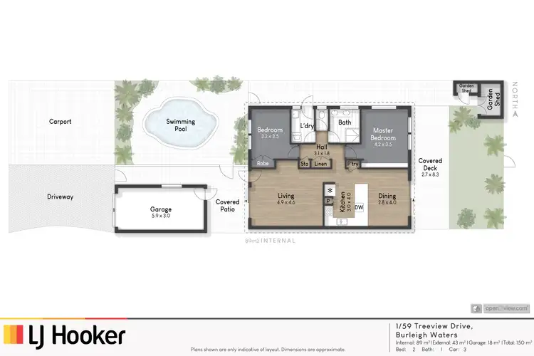 Floorplan of Homely semi-detached listing, 1/59 Treeview Drive, Burleigh Waters QLD 4220