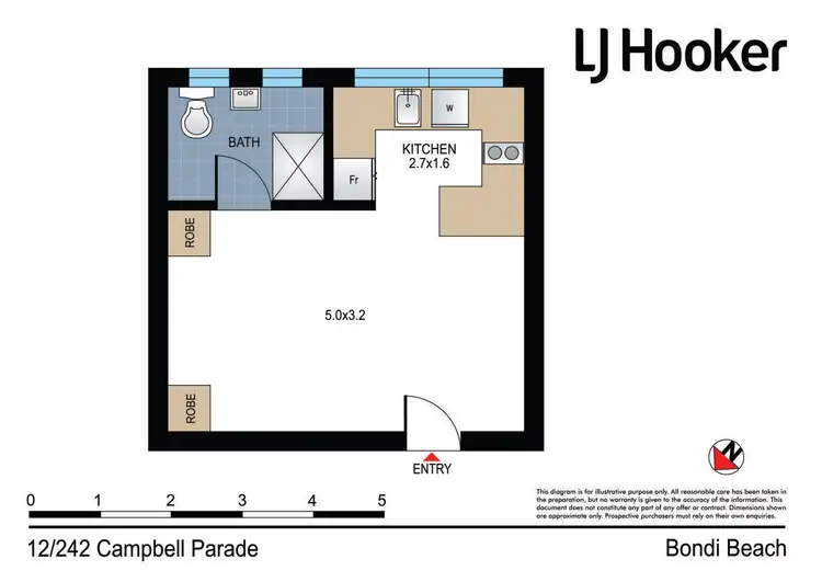 Floorplan of Homely studio listing, 12/242 Campbell Parade, Bondi Beach NSW 2026
