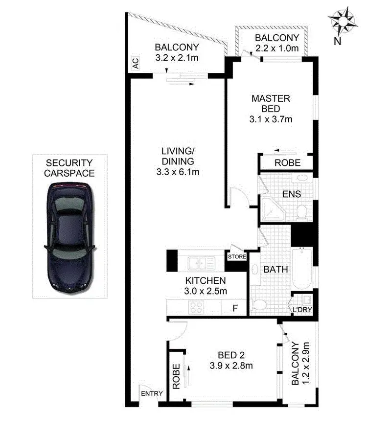 Floorplan of Homely unit listing, 1201/2-4 Atchison Street, St Leonards NSW 2065