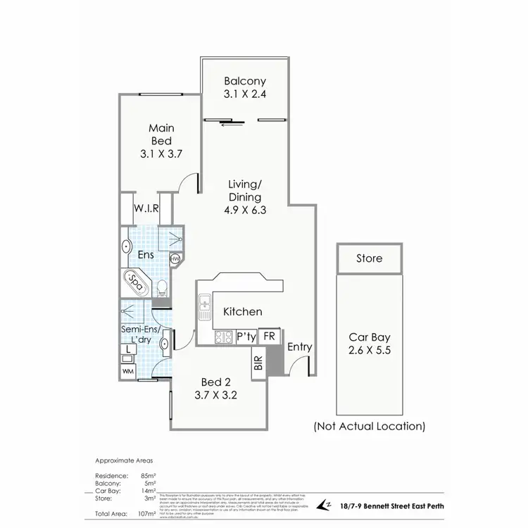 Floorplan of Homely apartment listing, 18/7-9 Bennett Street, East Perth WA 6004