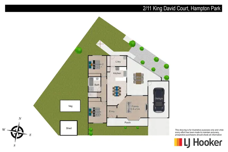 Floorplan of Homely unit listing, 2/11 King David Court, Hampton Park VIC 3976