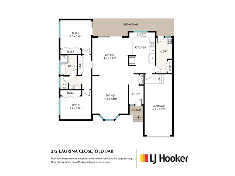 Floorplan of Homely semi-detached listing, 2/2 Laurina Close, Old Bar NSW 2430