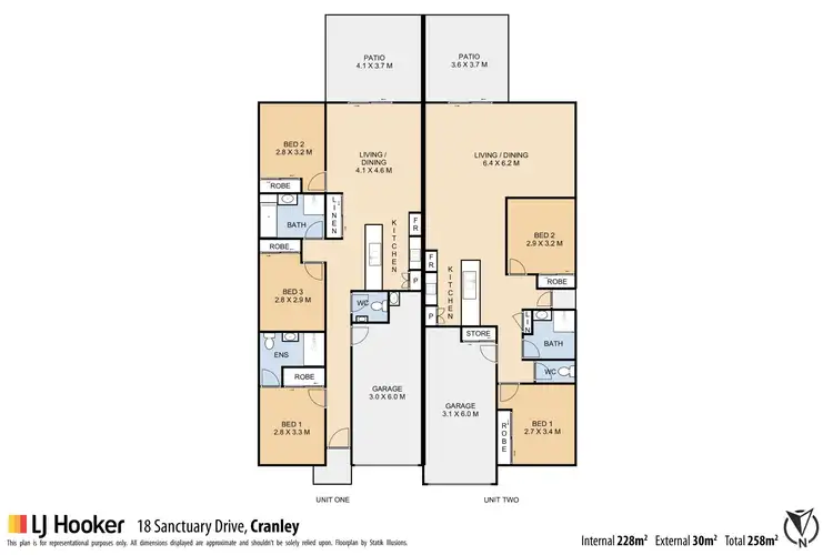 Floorplan of Homely semi-detached listing, 1 & 2/18 Sanctuary Drive, Cranley QLD 4350
