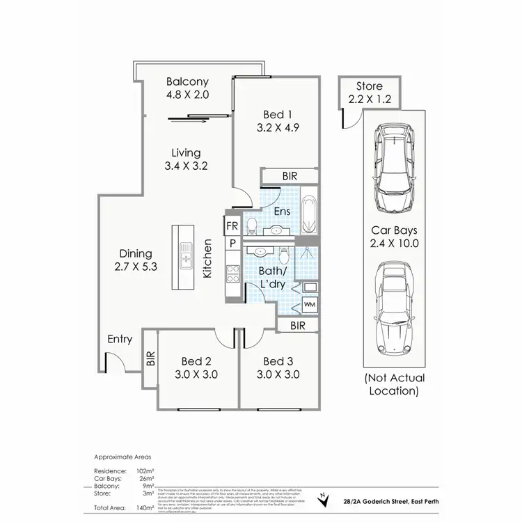 Floorplan of Homely apartment listing, 28/2A Goderich Street, East Perth WA 6004
