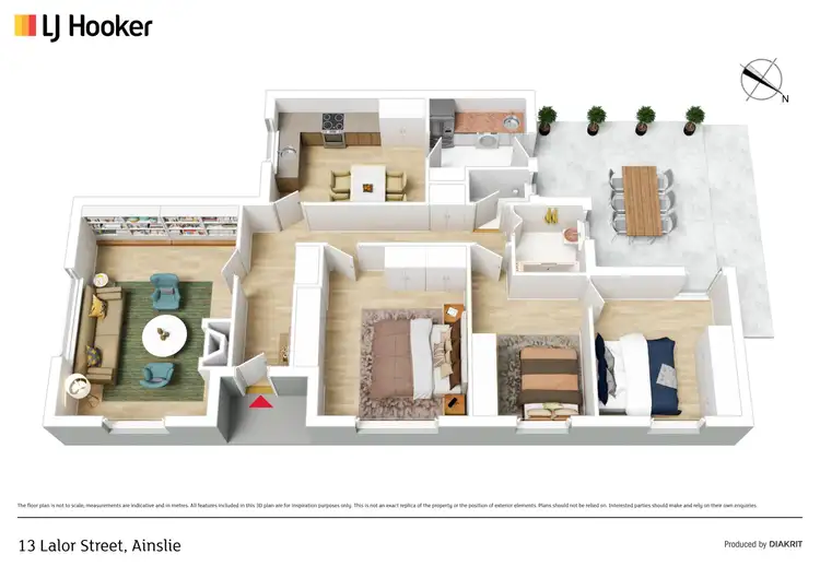 Floorplan of Homely semi-detached listing, 13 Lalor Street, Ainslie ACT 2602