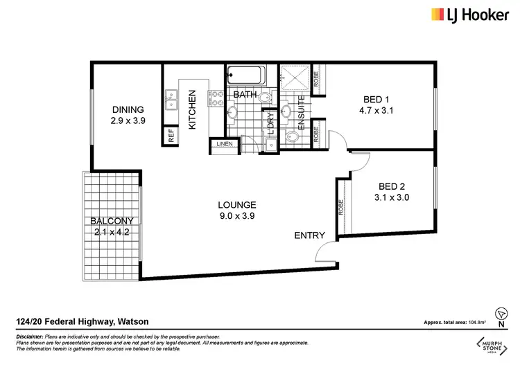 Floorplan of Homely unit listing, 124/20 Federal Highway, Watson ACT 2602