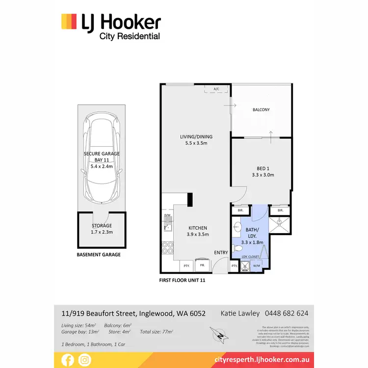 Floorplan of Homely apartment listing, 11/919 Beaufort Street, Inglewood WA 6052