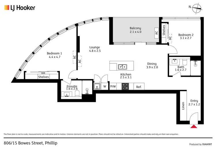 Floorplan of Homely apartment listing, 806/15 Bowes Street, Phillip ACT 2606