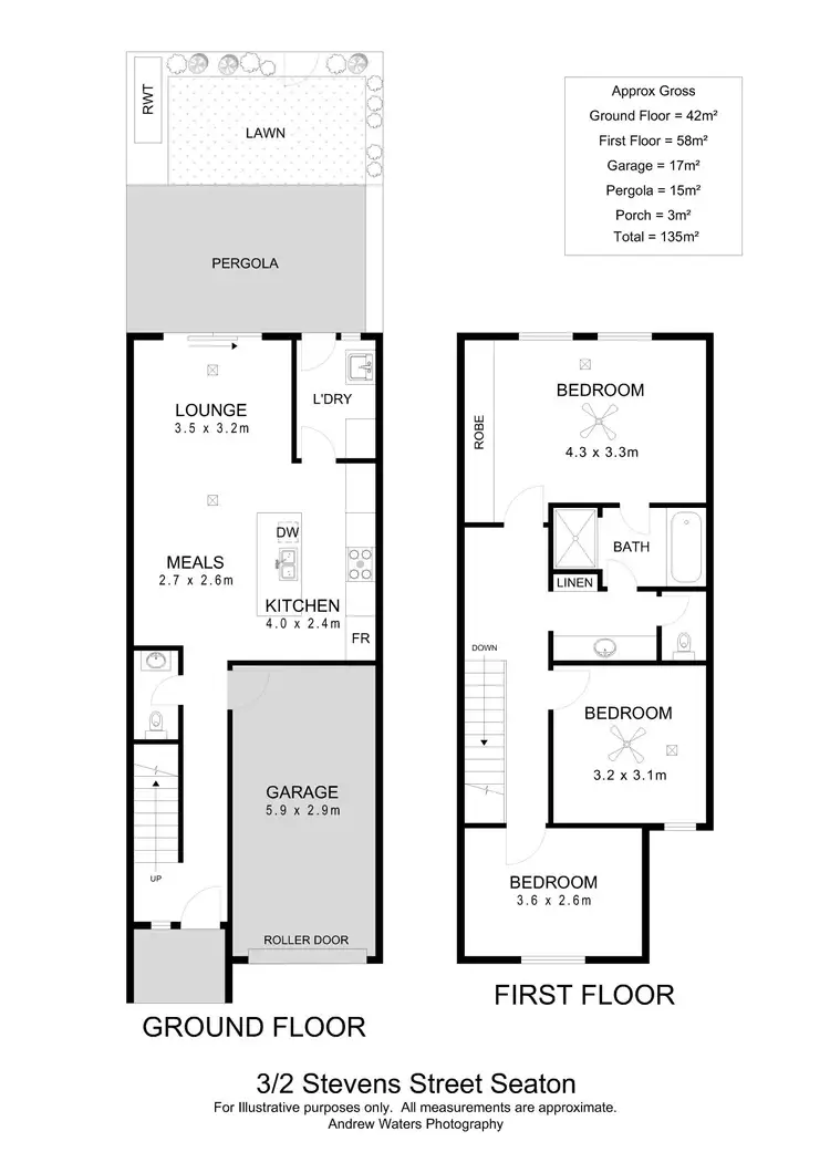 Floorplan of Homely townhouse listing, 3/2 Stevens Street, Seaton SA 5023